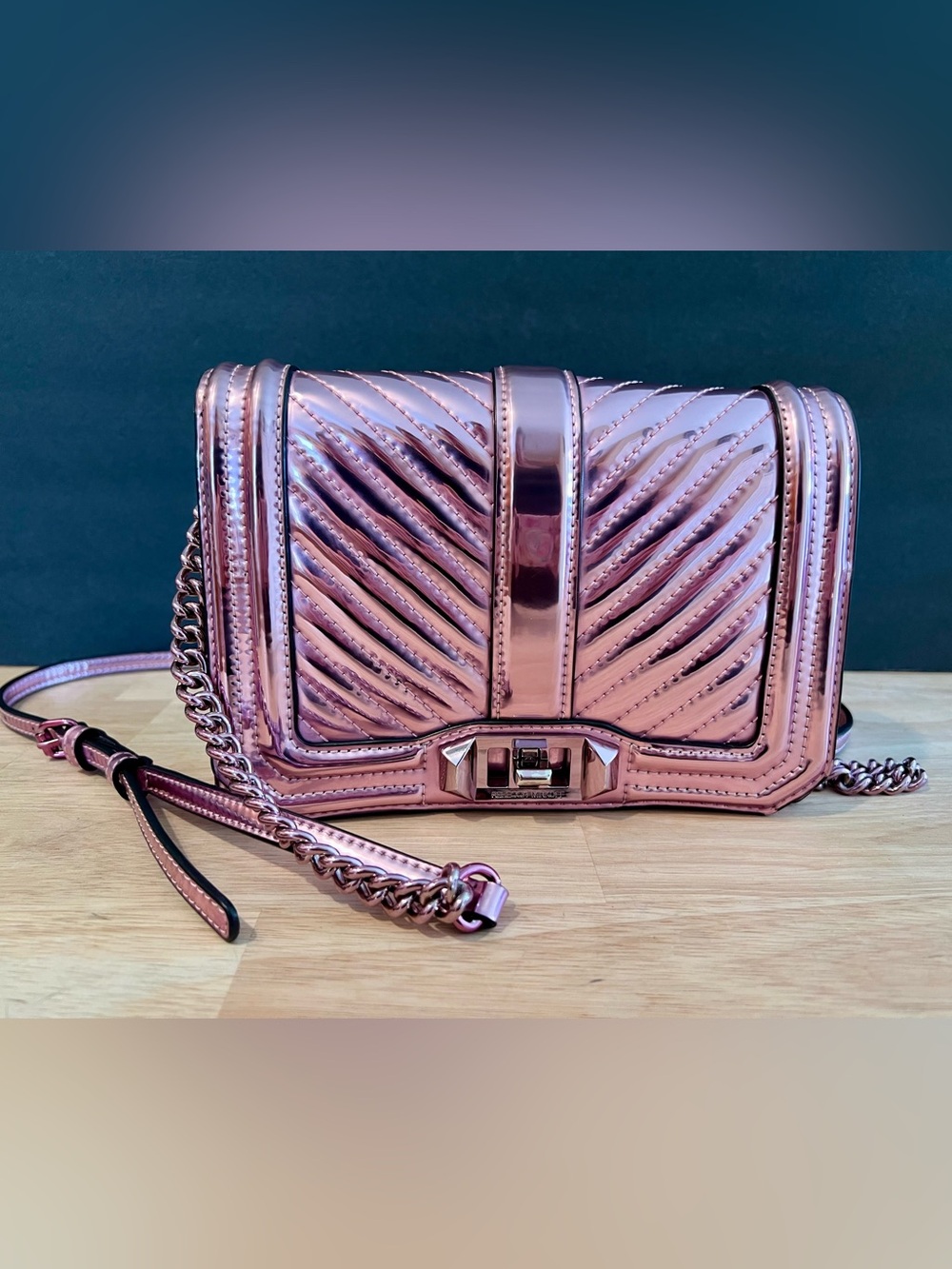 Rebecca Minkoff Small Love Quilted Metallic Crossbody bag